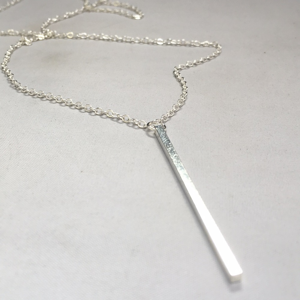 New! Silver Bar Drop Necklace - Picture 5 of 6